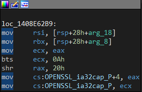 IDA view of OPENSSL_cpuid_setup function