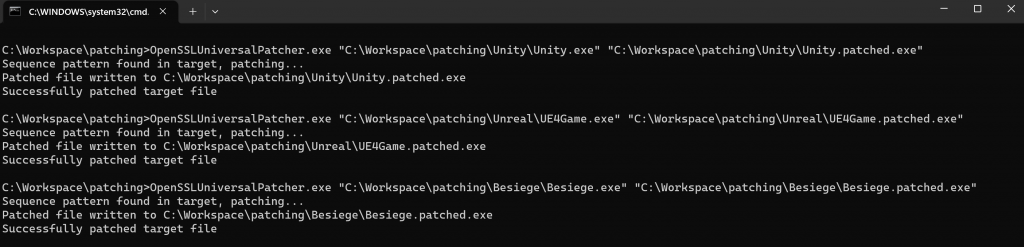 Example usage on Unity Editor, Unreal game and Besiege game executables